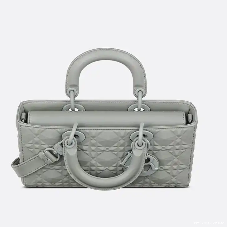 Cheap with Motif Calfskin Bag Cannage Lady Ultramatte Medium Grey D-Joy Diamond 0608 Luxury